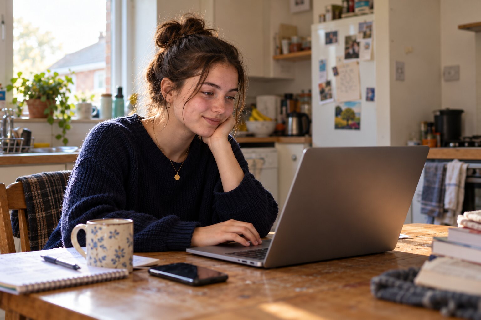 Someone reading a message on a laptop.